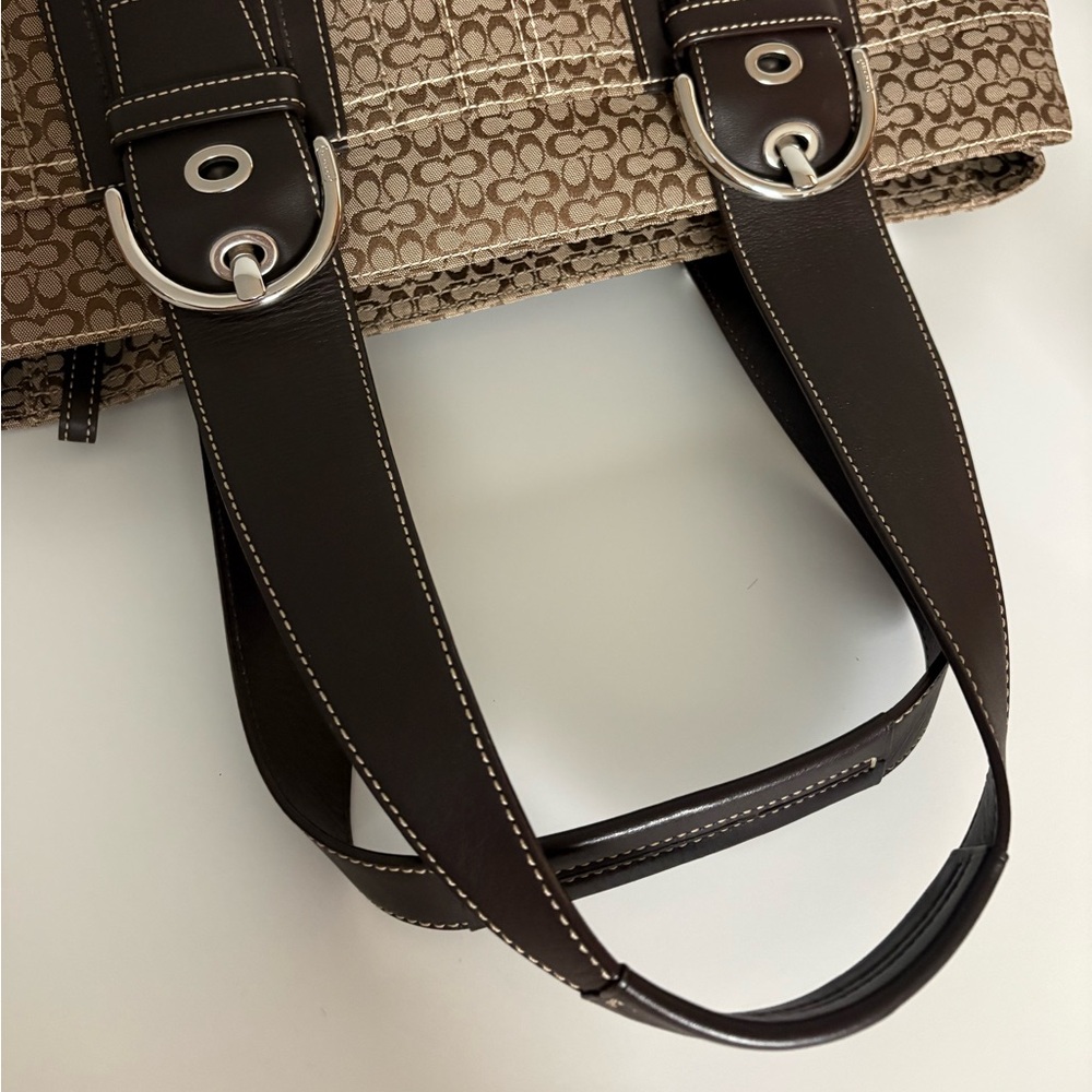Coach Brown Soho Tote Suede and Canvas bag with leather accents - Picture 6 of 9